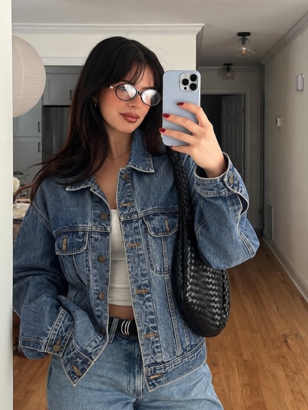 Vintage 90s Denim Jean Jacket Medium Blue Distressed Western (c20)